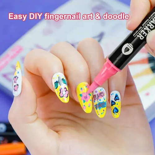 Marcadores De Uñas Impermeables, 24 Colores, Secado Rápido A