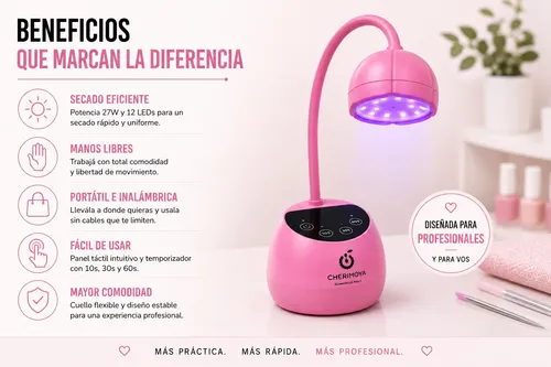 Cabina Lampara Uñas Inalámbrica 27w Uv Led Calabaza Rosa