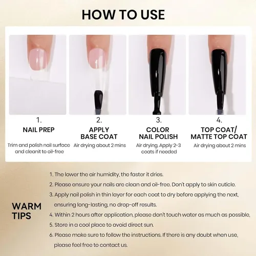 Set De Esmaltes Base Y Top Coat Mizhse Secado Rápido 3pcs