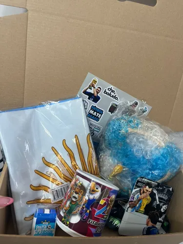 Box Mundial Argentina Regalo Peluca Bandera Stickers Taza