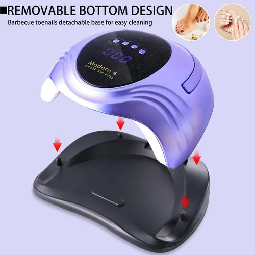 Lámpara Uv Led Profesional Perla Violeta Con Sensor Y 4 Tie