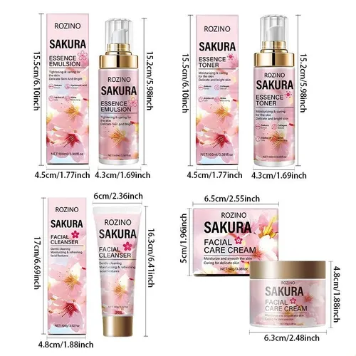 Set De Cuidado De La Piel Con Flor De Cerezo Rozino, Hidrata