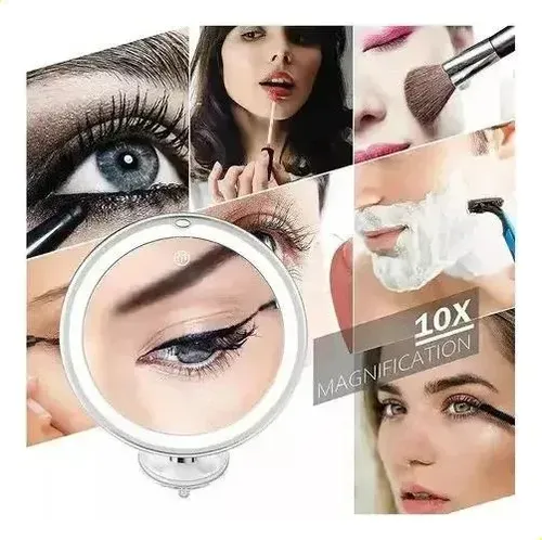 Ventosas De Maquillaje Led Con Espejo, Aumento De 10 X, Usb,
