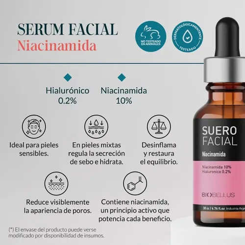 Suero Facial Niacinamida Aceite Hidratante B3 Biobellus 30cc