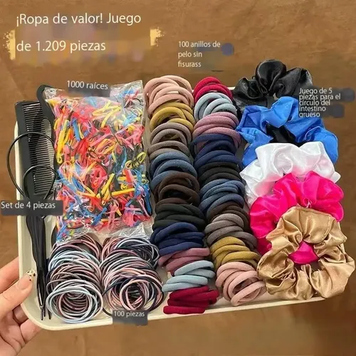 Kit Accesorios Para El Pelo Con Gomitas Y Peines Multicolor