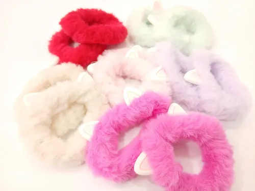 Pack X12 Colitas De Pelo Peluche Orejitas Colores Surtidos