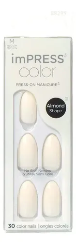 Uñas postizas Kiss Uñas Impress Color Ballroom color blanco