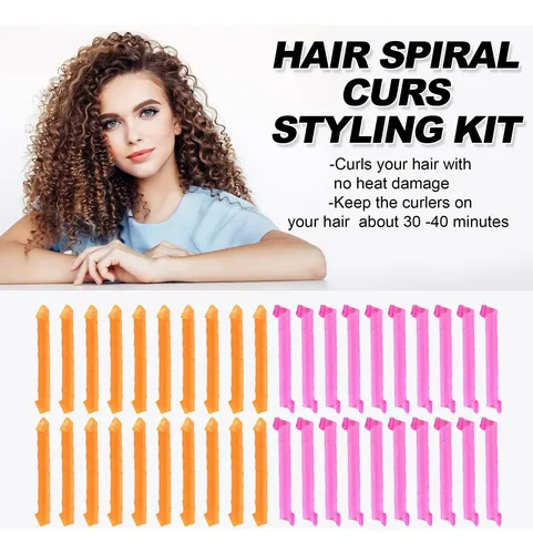 Rizadores En Espiral Sin Calor Kufun Para Cabello Largo Negro