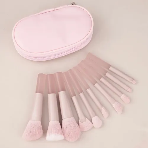 Set De 10 Pinceles De Maquillaje Mini Con Estuche