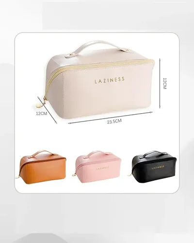Neceser De Cuero Ecologico Para Maquillaje Cosméticos Y Accesorios De Viaje Organizador Portacosmeticos Con Cierre Resistente Interior Forrado Ideal Para Mujer Color Crema Levys Bazar