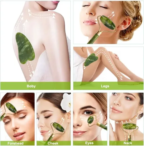Face Roller Fuvooi Jade Roller Set Para El Cuidado De La Pie Suela