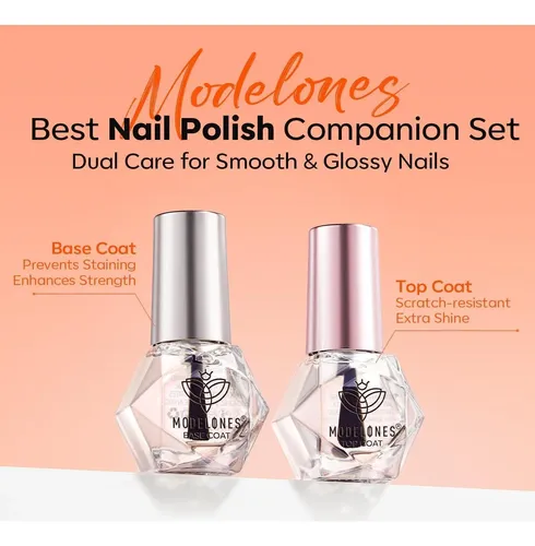 Set Esmalte De Uñas Base Y Top Coat Modelones 5 Ml X2