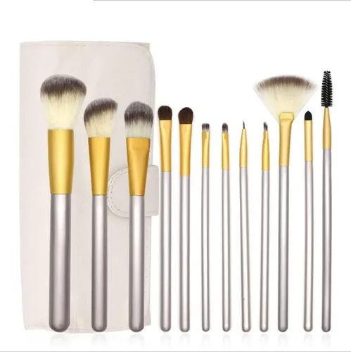Set Brochas Pinceles Profesional Pelo Natural Y Sintético. – Estuche Blanco/negro
