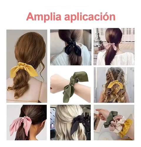 Lazos Elásticos Cabello Satén 12 Colores Oreja Conejo