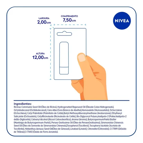 NIVEA Bálsamo Labial Sun Protect FPS 30 4,8g, Hidratación Intensa 24h, Protección Solar, Cuidado Diario, Manteca de Karité