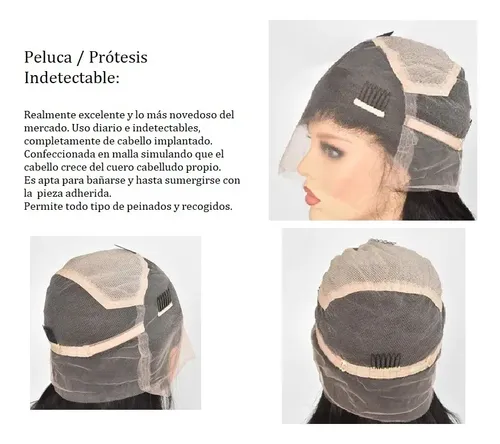 Peluca Protesis Natural 50cm Humano Full Indetectable 130 I