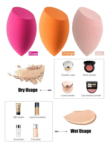 Juego De 3 Esponjas De Maquillaje De Belleza Para Uso Seco
