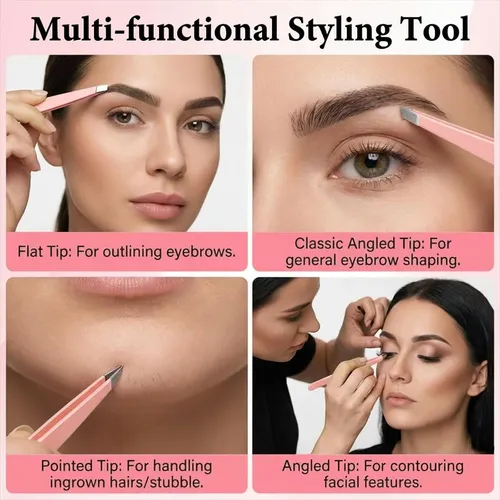 Pinzas De Cejas Portátiles Acero Inoxidable Set 4