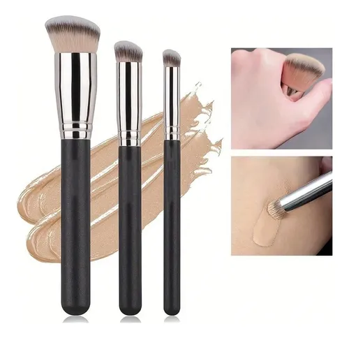 Set De 3 Brochas De Maquillaje Angle Contour Para Base Y Cor
