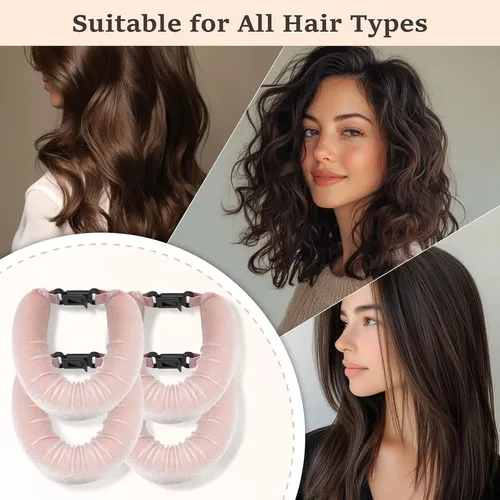 Set Rulos Cabello Sin Calor Zhensilk 4 Pzas Rosa