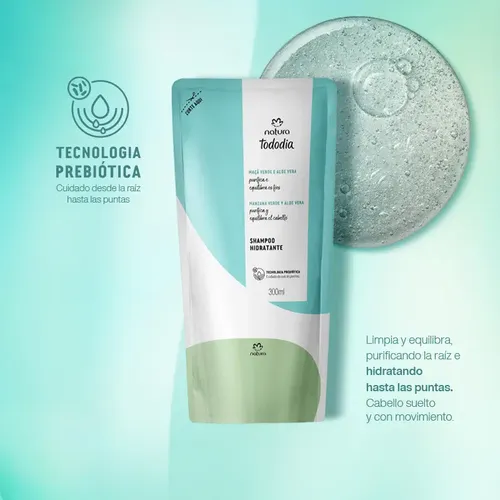 Repuesto De Shampoo Hidratante Natura Tododia Manzana Verde Y Aloe 300 ml