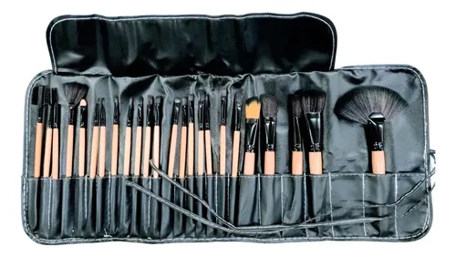 Set De 24 Brochas Y Pinceles De Maquillaje Profesional +estuche De Cuero Ecologico – Excelente Calidad