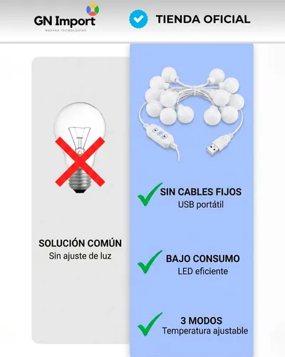 Luces Led Para Espejo Tocador Usb 10 Focos Regulables