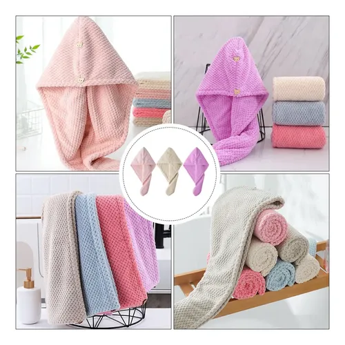 Gorra De Secado 3pcs Coral Fleece Suave Para El Hogar