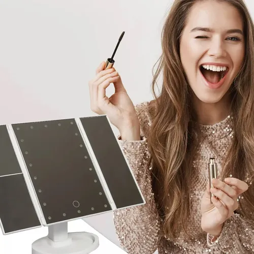 Espejo Luz Led Usb Triple Aumento Maquillaje 241344 Mlpv