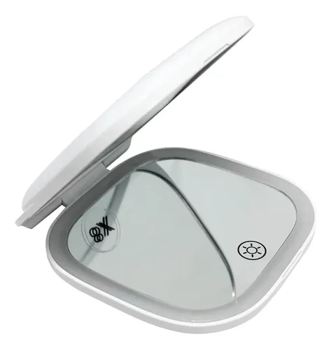 Espejo Cartera Led 1x Y 8x Con Luz Jessamy E810 Blanco