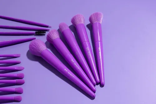 Set De Brochas De Maquillaje Bs-mall 18 Unidades Morado
