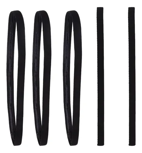 Diademas Deportivas Negras 5 Unidades Elásticas Delgadas, S
