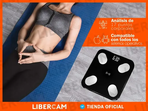 Balanza De Baño Bluetooth Familiar Ultra Slim 180kg libercam LBAL-60 Color Negro