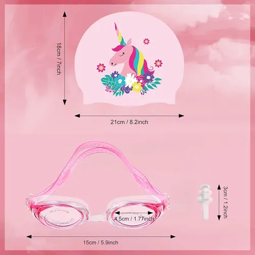 Gorra De Baño Geyoga Unicornio Talle Mediano Rosa Y Azul