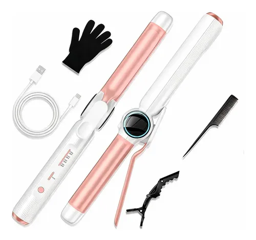 Plancha Rizadora Inalámbrica Rose Gold Usb 9000 Mah 2 En 1