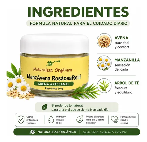 Naturaleza Orgánica Crema ManzAvena Rosácea Relief Avena Manzanilla 50ml