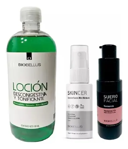 Combo Biobellus Loción Descongestiva + Skincer Emulsión + Suero Niacinamida Piel Grasa