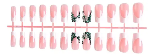 Dos Cajas De Uñas Postizas Con Bordes Blancos Y Rosa Estilo