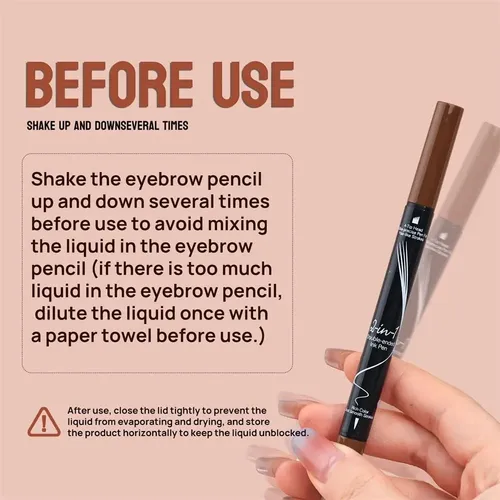 Lápiz Para Cejas 2 En 1 Impermeable Negro Microblading