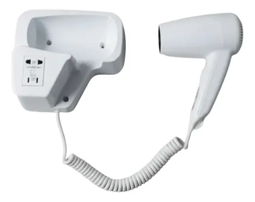 Secador De Pelo Manual Para Pared Hotel Blanco