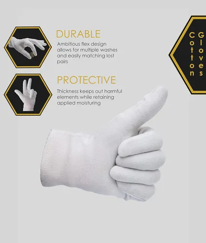Guantes Algodón Blancos 24 Pzs Hidratantes Lavables