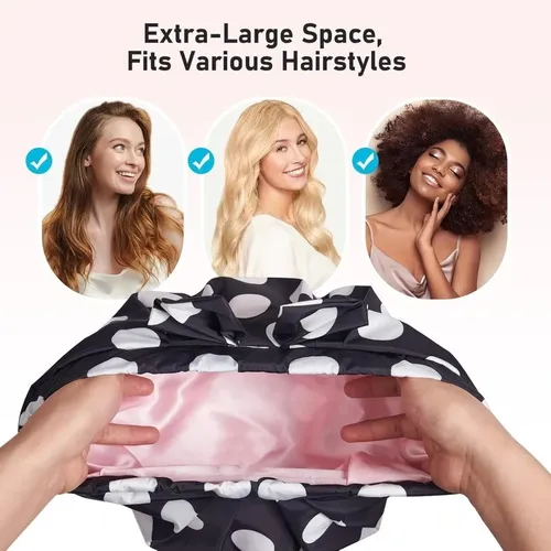 Gorro De Baño Doble Capa Con Lunares, Elástico, Para El Cabe