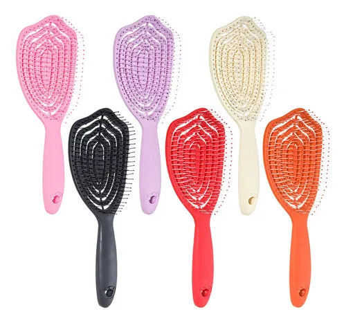 Ergonomic Detangling Brush Hollow Out Curved Hair Yellow 3tt607558-y