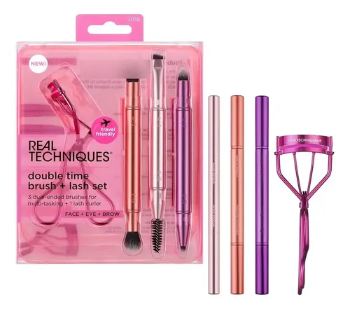 Set 4 Brochas Doble Punta Para Ojos Y Cejas Con Rizador Negro