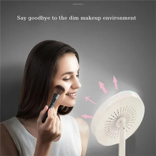 Espejo Maquillaje 3en1 Ventilador Luz Led Blanco B