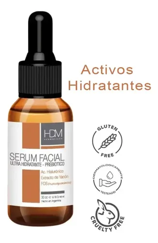 Hdm Serum Facial Ultra Hidratante Prebiótico Hialuronico30ml