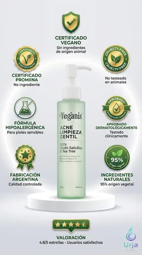 Veganis Gel Acne Limpieza Gentil 150 Ml Piel Acneica