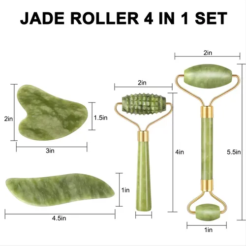 Set Jade Roller & Gua Sha Charmonic De 4 Piezas Para Rostro