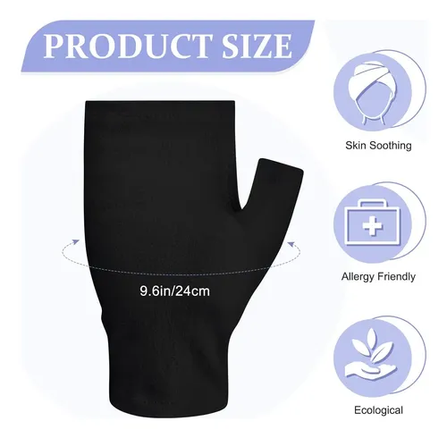 Guantes Sin Dedos Algodón Negro Hidratantes Para Eczema