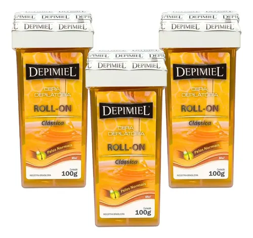 Kit 3 Ceras Roll-on Recarga Depilatoria Clásica Miel Depimiel